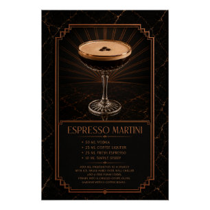 Póster de Receta de Martini de Espresso Arte de