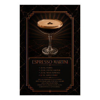 Póster de Receta de Martini de Espresso | Arte de 