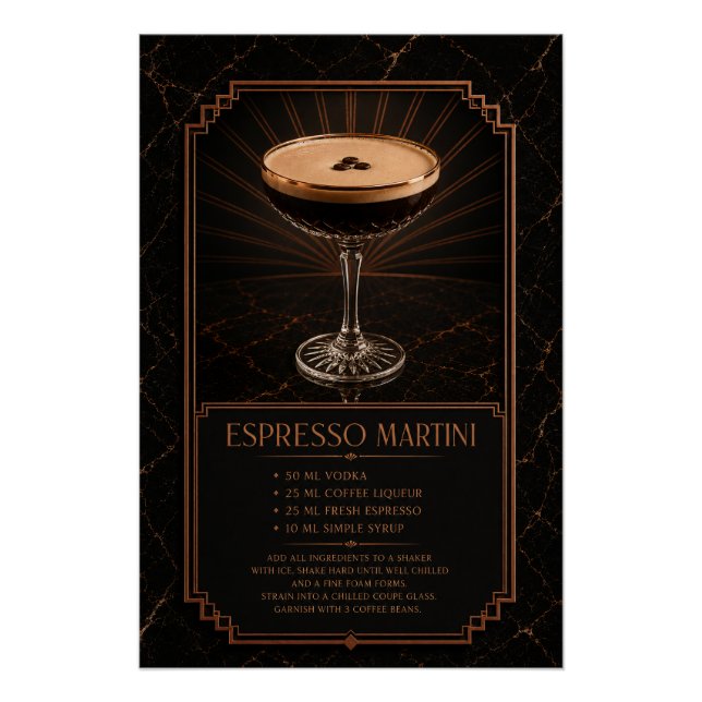 Póster de Receta de Martini de Espresso | Arte de  (Anverso)