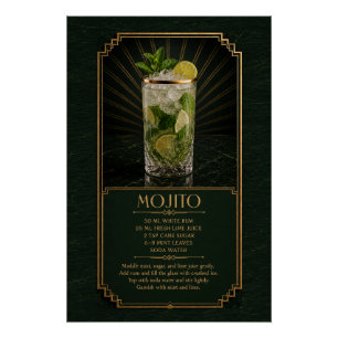 Póster de Receta de Mojito Arte de Bar