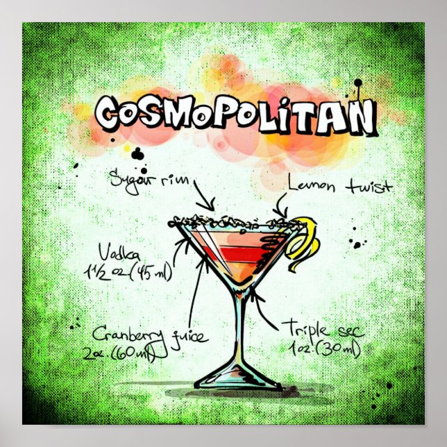 Poster de recetas cosmopolitas decoración casera (Frente)