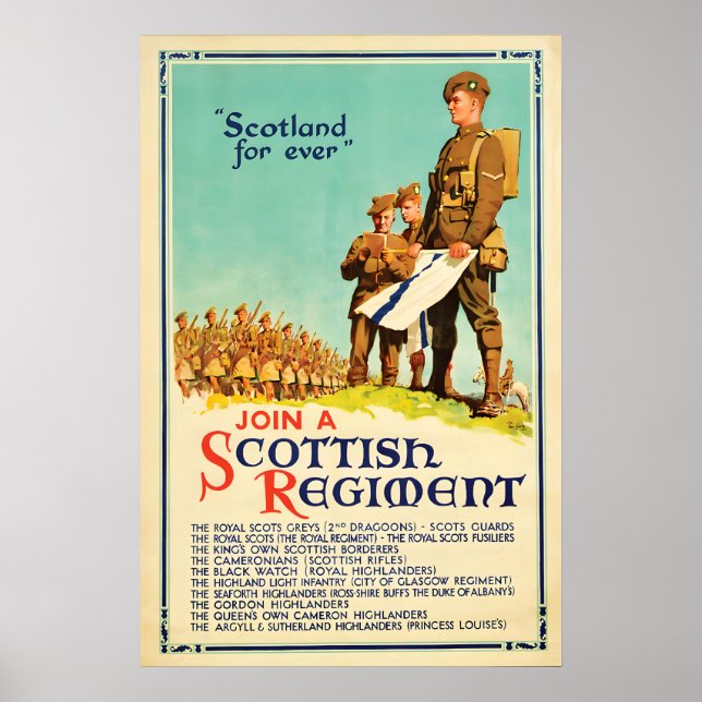 Póster de reclutamiento del regimiento escocés Seg (Frente)