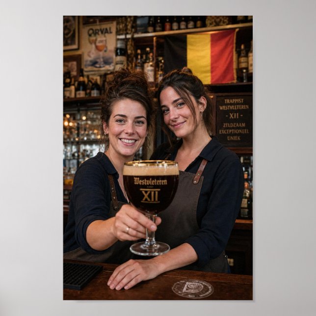 Póster de recuerdo de bar belga (Frente)