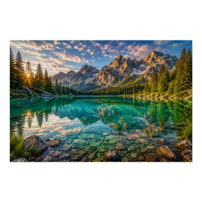 Póster de Reflexión del Lago Crystal (Anverso)