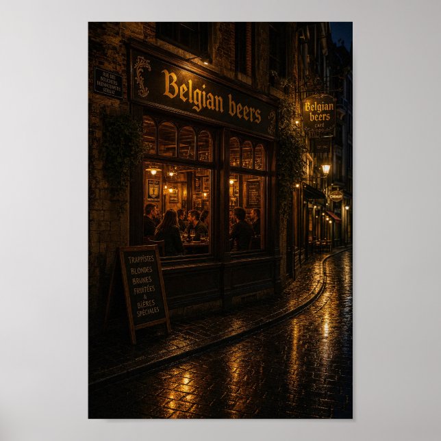 Póster de Reflexiones de la Taberna Nocturna Belga (Frente)