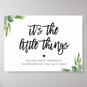 Póster de regalo para baño de boda con hojas de eu