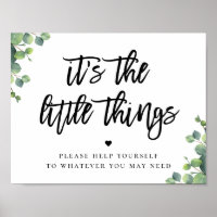 Póster de regalo para el baño de bodas con hojas d