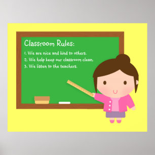 Póster de Reglas de Aula de Clase de Maestra Adora