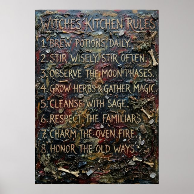 Póster de Reglas de la Cocina de Brujas (Frente)