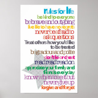 Póster de reglas para niños para la vida