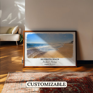 Póster de Rehoboth Beach Delaware, Acuarela, Perso