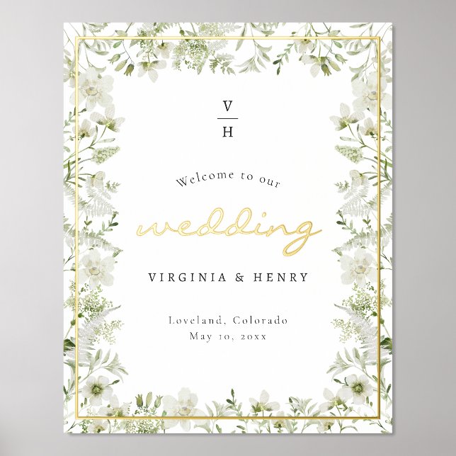 Poster de Relieve metalizado dorado botánico (Anverso)