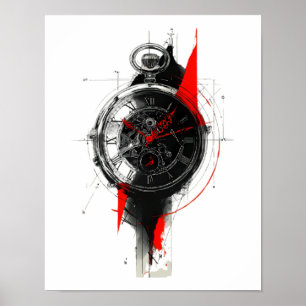 Póster de reloj de bolsillo Abstract Trash Polka