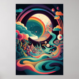 Póster de remolino abstracto | Retro psicodélico 1