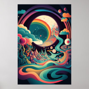 Póster de remolino abstracto   Retro Psicodélico 1