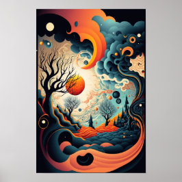 Póster de remolino abstracto | Retro Psicodélico 2