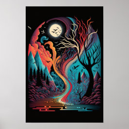 Póster de remolino abstracto | Retro Psicodélico 4