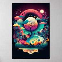 Póster de remolino abstracto | Retro Psicodélico 5