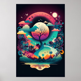Póster de remolino abstracto | Retro Psicodélico 5