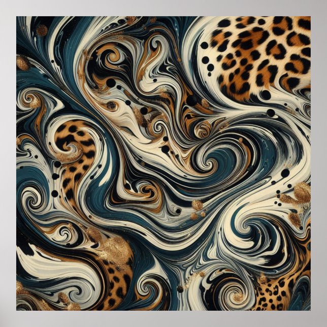 Póster de remolino de estampado de leopardo abstra (Frente)