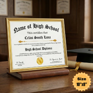 Póster de réplica de diploma de escuela secundaria