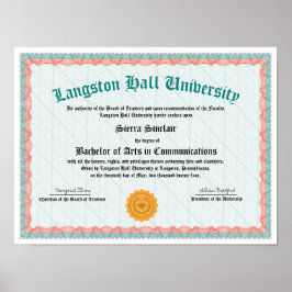 Póster de réplica de diploma de universidad o facu