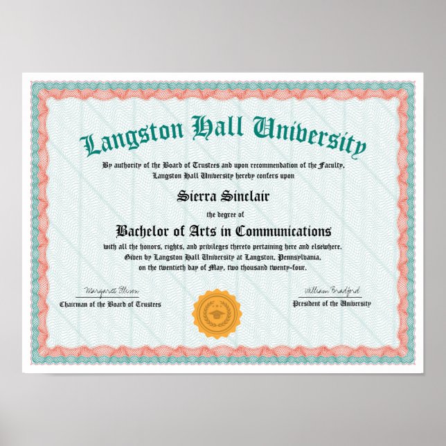 Póster de réplica de diploma de universidad o facu (Frente)
