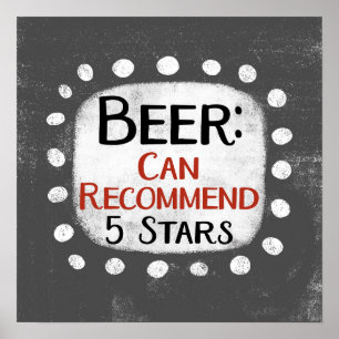 Póster de reseña de cerveza con 5 estrellas arte d