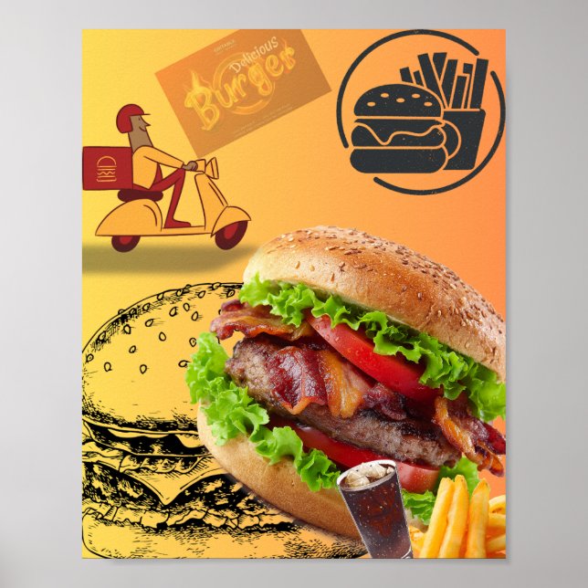 Póster de restaurante de comida rápida Vintage Bur (Frente)