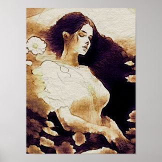 Póster de retrato de chica soñadora Arte de pared