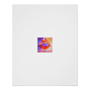 Póster de retrato de color vívido con labios surre