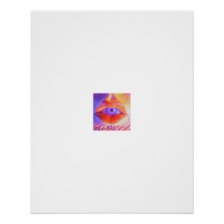 Póster de retrato de color vívido con labios surre