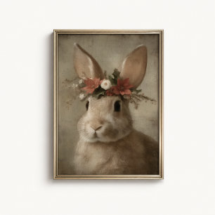 Póster de retrato de conejo de Navidad - Arte mura