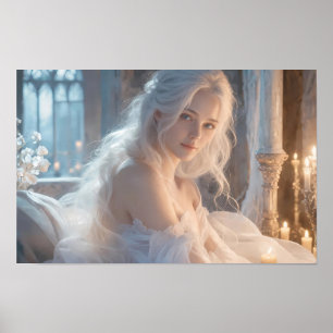 Póster de retrato de ensueño con velas etéreas