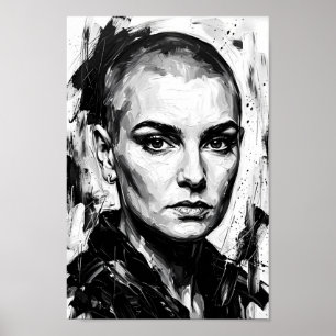 Póster de retrato de espíritu fiero monocromo