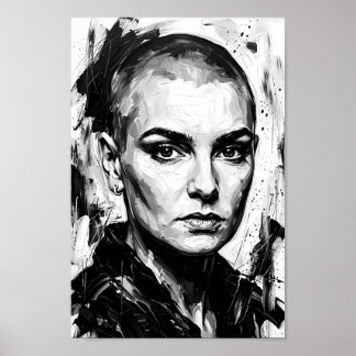 Póster de retrato de espíritu fiero monocromo