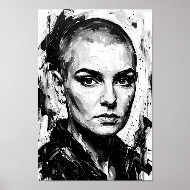 Póster de retrato de espíritu fiero monocromo (Frente)