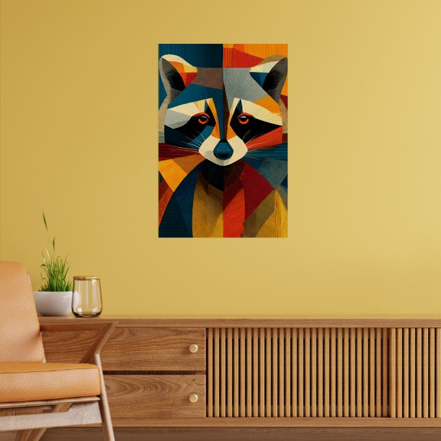 Póster de retrato de mapache geométrico (Salón 2)
