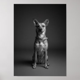 Póster de retrato de mascota personalizado en blan