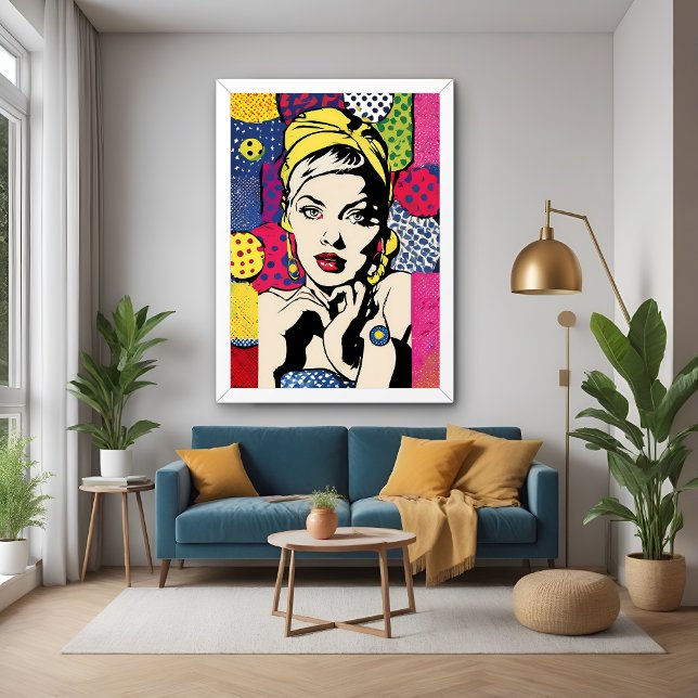 Póster de retrato de mujer con arte pop retro (Subido por el creador)