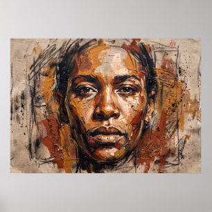Póster de retrato de mujer negra expresiva