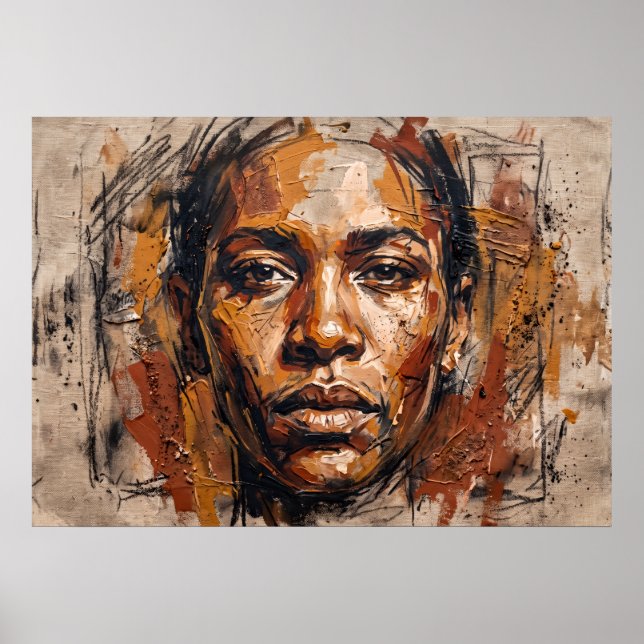 Póster de retrato de mujer negra expresiva (Frente)