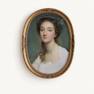 Póster de retrato de mujer rococó antiguo