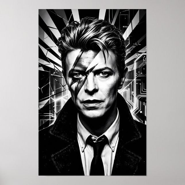 Póster de retrato de rock glam eléctrico con relám (Frente)