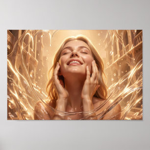 Póster de retrato de serenidad dorada radiante