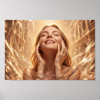 Póster de retrato de serenidad dorada radiante