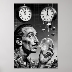 Póster de retrato de sueño de relojes derretidos s