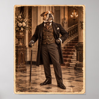 Póster de retrato del caballero Bulldog Victoriano