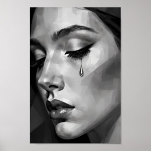 Póster de retrato monocromo de tristeza silenciosa