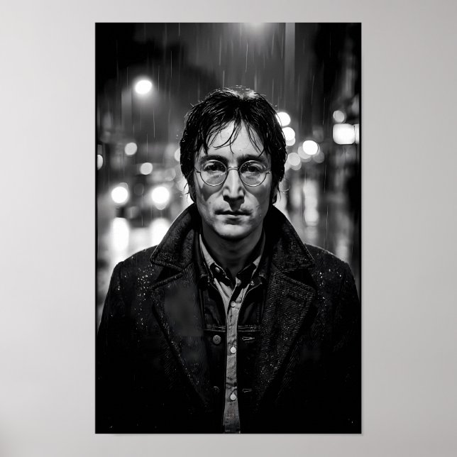 Póster de retrato noir de soledad urbana iluminada (Frente)